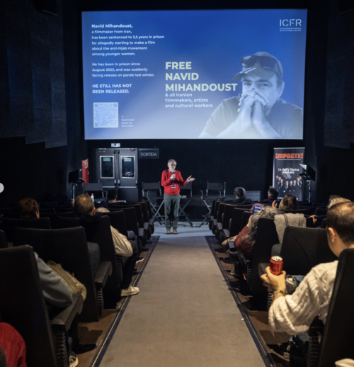 Solidarity screening of Navid s "Café" at the 2025 IMPACTE! HRFF in Barcelona / Photo: IMPACTE! FF / Maud Sophia